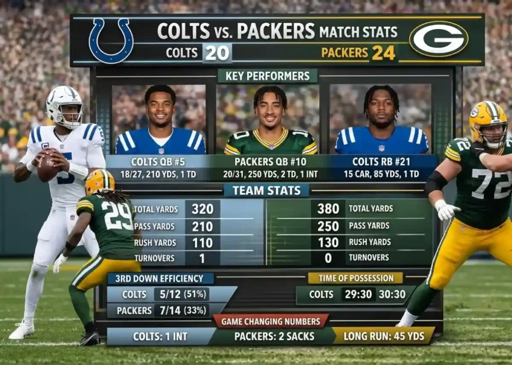 Green Bay Packers vs Indianapolis Colts Match Player Stats